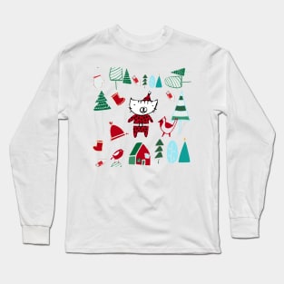 Santa Claus Kitten Long Sleeve T-Shirt